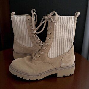 SAM EDELMAN Lydell Beige Combat Lace Up Boots Size 8.5
